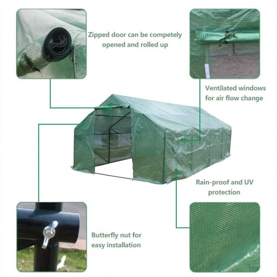 YQ WHJB Portable Garden Green House Cover,Compact Walk in Plastic PE Greenhouse Greenhouse Grow Hosuse Frame with Removable Waterproof PE Cover