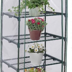 QWERTOUY 70x50x160cm Large Garden Greenhouse 4-Tier Tall Green Hot Plant House Shed Storage PVC Warm Garden Tier Cover with Stand