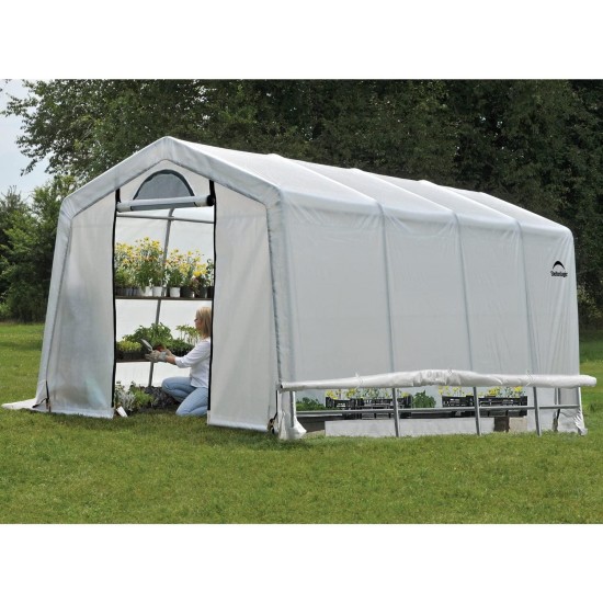 ShelterLogic 10' x 20' GrowIT Greenhouse-in-a-Box Flow Peak Roof Style Easy Access Outdoor Grow House with Translucent Waterproof Cover