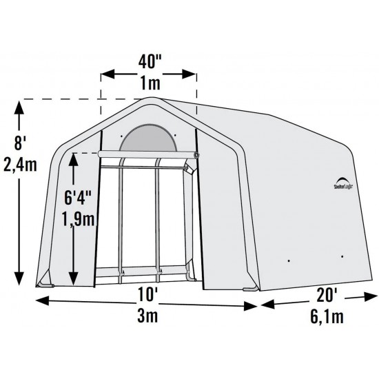 ShelterLogic 10' x 20' GrowIT Greenhouse-in-a-Box Flow Peak Roof Style Easy Access Outdoor Grow House with Translucent Waterproof Cover