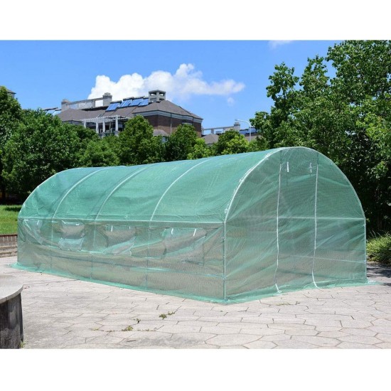 Unik Always 20 feet Long 8 Window Walk in Greenhouse Garden Plant Grow Tent Steel Frame PE Cover