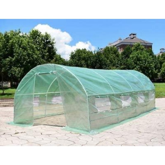 Unik Always 20 feet Long 8 Window Walk in Greenhouse Garden Plant Grow Tent Steel Frame PE Cover