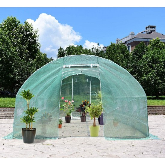 Unik Always 20 feet Long 8 Window Walk in Greenhouse Garden Plant Grow Tent Steel Frame PE Cover