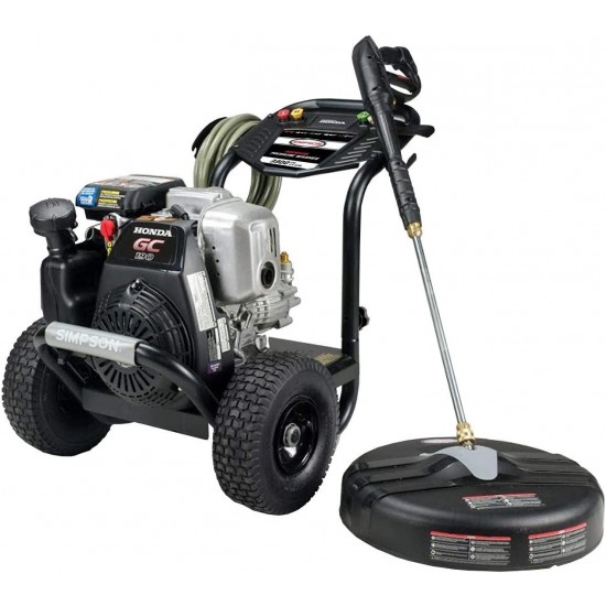 Simpson Cleaning MS61033-S 3300 PSI at 2.4 GPM Honda GC190 with OEM Technologies Axial Cam Pump Cold Water Premium Residential Gas Pressure Washer and Surface Scrubber