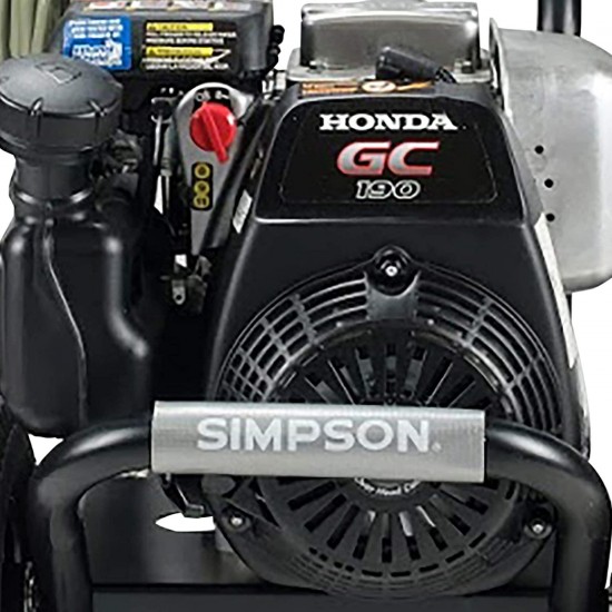 Simpson Cleaning MS61033-S 3300 PSI at 2.4 GPM Honda GC190 with OEM Technologies Axial Cam Pump Cold Water Premium Residential Gas Pressure Washer and Surface Scrubber