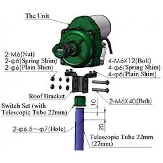 TIRUSS Greenhouse roll up Motor DC24V for Greenhouse Ventilation 100W (150W)