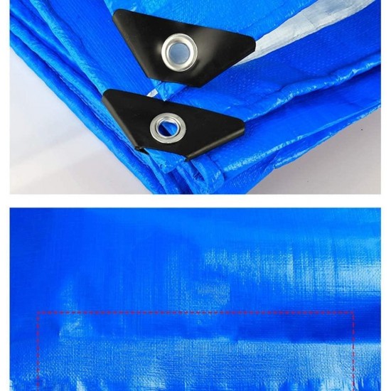 ZHUAN Tarpaulin Waterproof Heavy Duty Sunscreen Roof Weatherproof Edge Hole Gardening Accessories Outdoor Picnic Tablecloth, 22 Sizes (Color : Blue, Size : 5.8x9.8m)