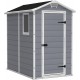 KETER Manor 4x6 Resin Outdoor Storage Shed Kit-Perfect to Store Patio Furniture, Garden Tools Bike Accessories, Grey & White & Stalwart Rolling Garden Fits 40 Tools Storage Rack Tower