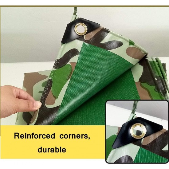 JFFFFWI Tarpaulin, Green Camouflage Waterproof Tarpaulin Ground Sheet s for Camping, Fishing, Gardening Car Boat Camping Firewood Woodpile-450g/㎡ Tarpaulin (Size : 3x5m)